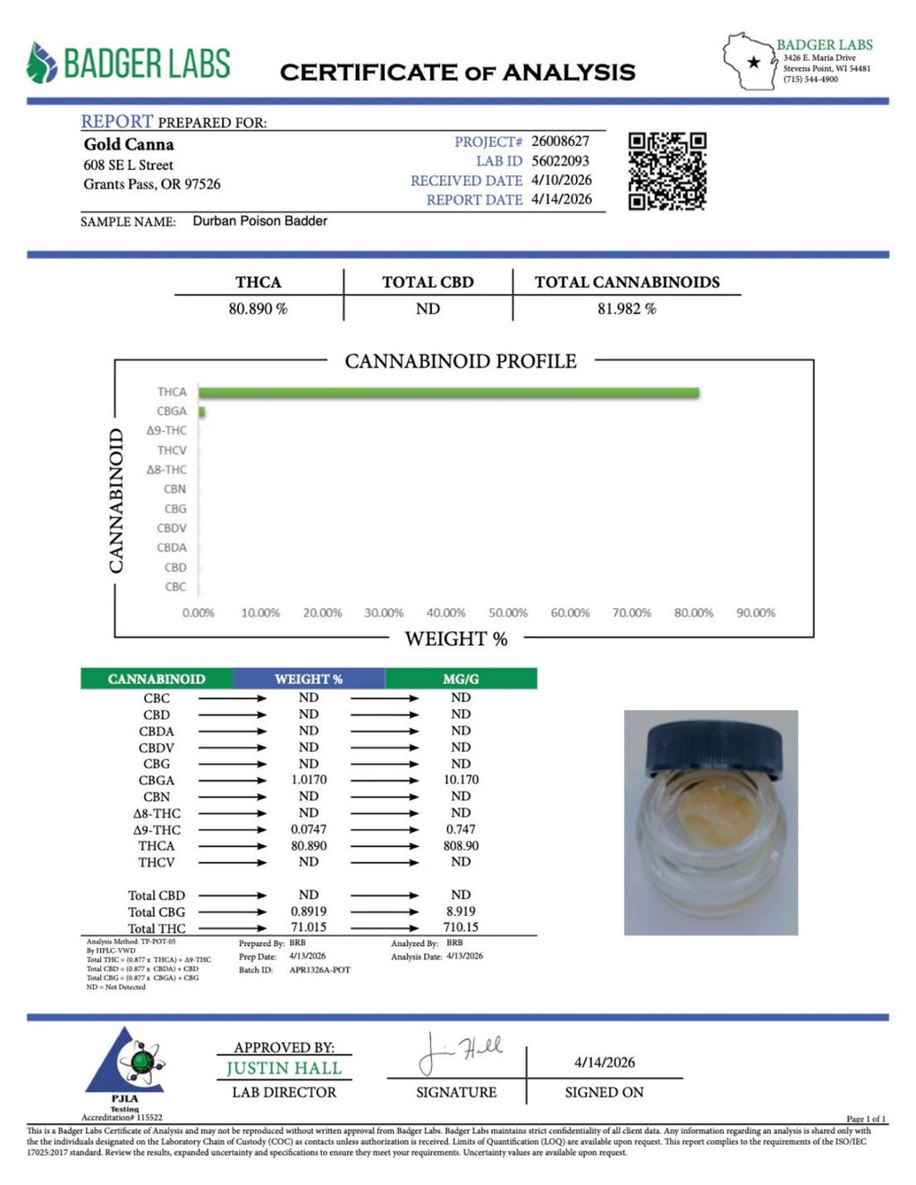 Durban Poison Live Resin Badder