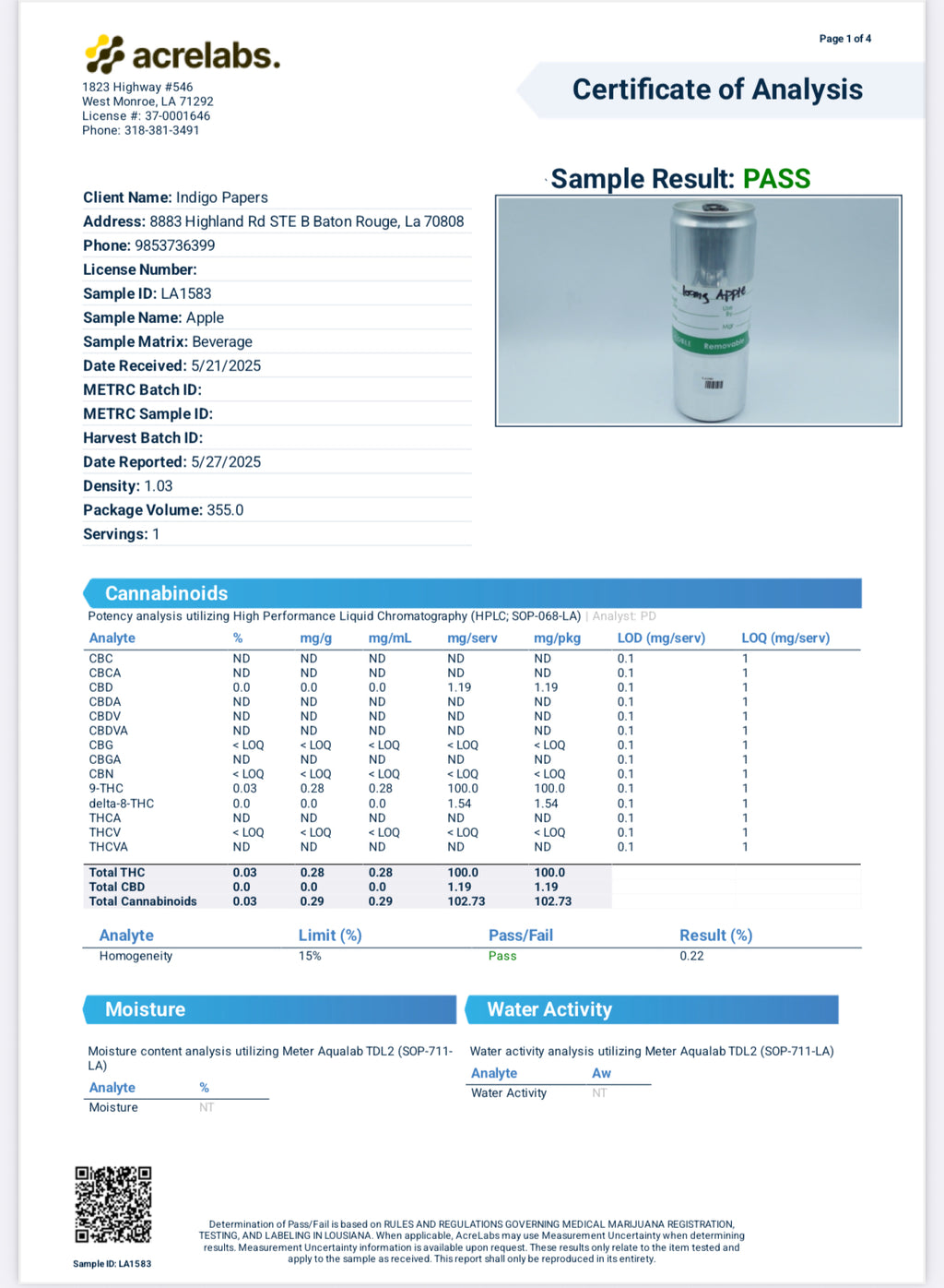Apple Fritters - 100mg ∆9 Soda
